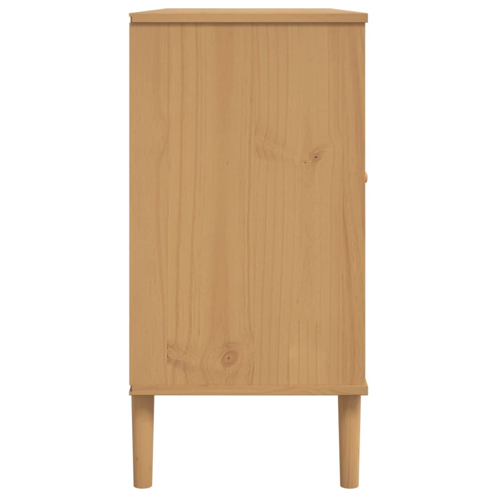 Buffet SEya aspect rotin marron