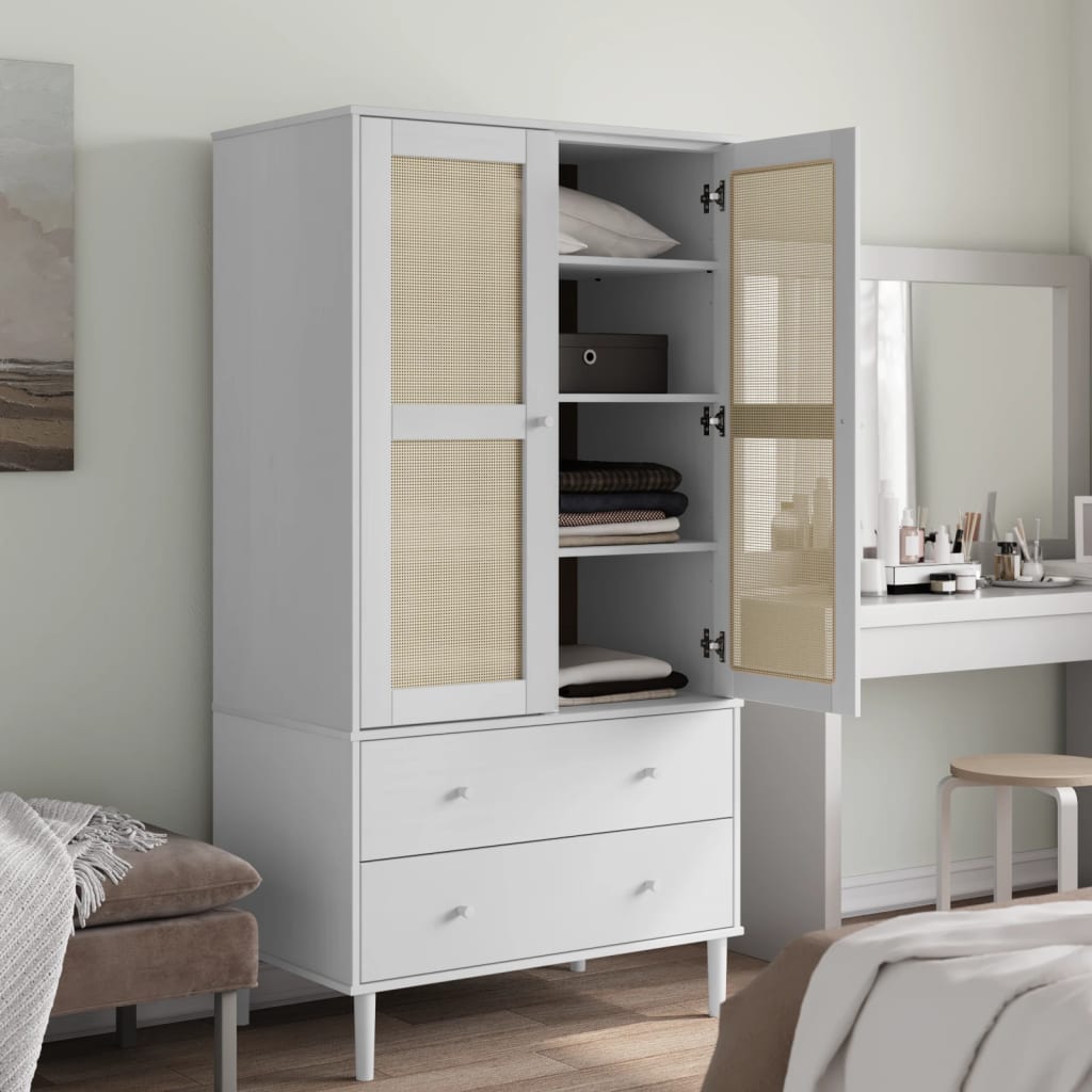 Armoire aspect rotin blanc