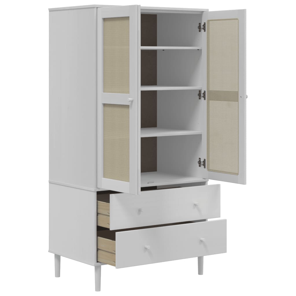 Armoire aspect rotin blanc