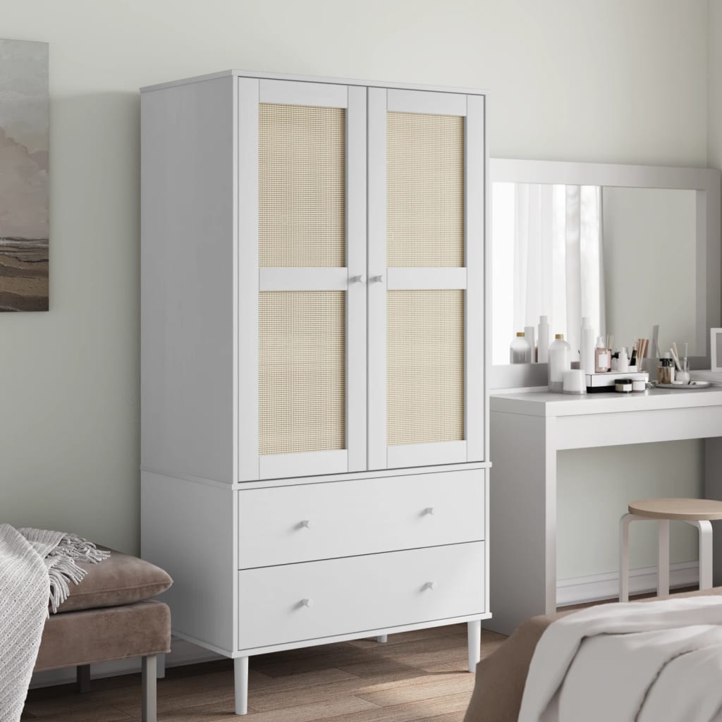 Armoire aspect rotin blanc