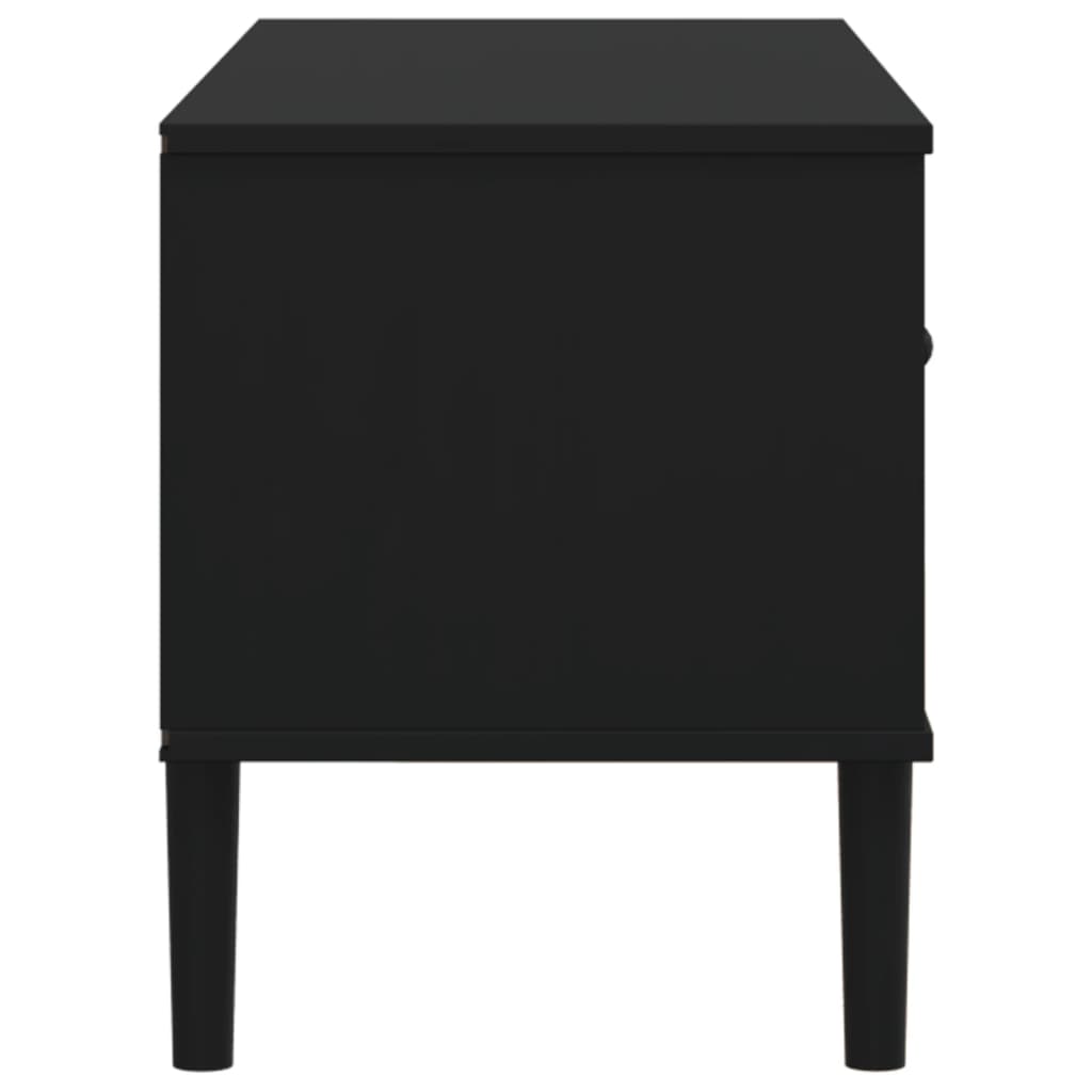 Meuble TV  aspect rotin noir  bois massif pin