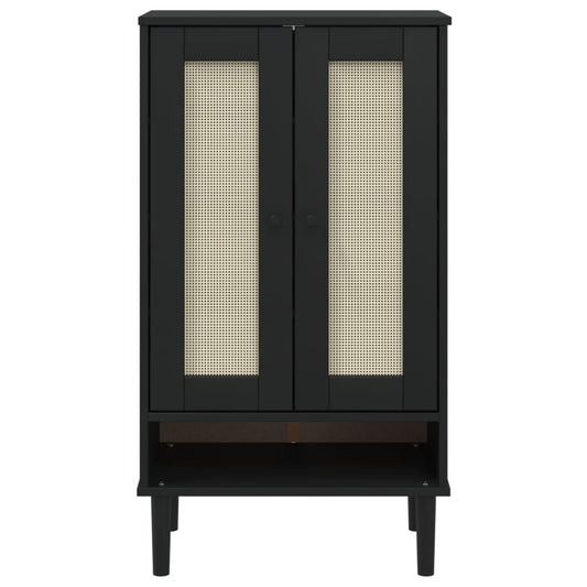 Armoire à chaussures aspect rotin noir