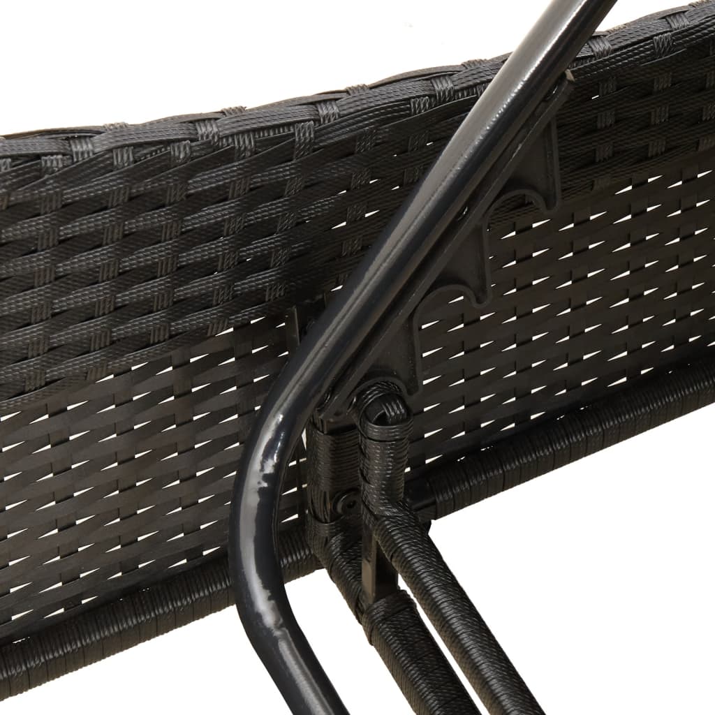 Chaise longue avec coussin noir en résine tressée