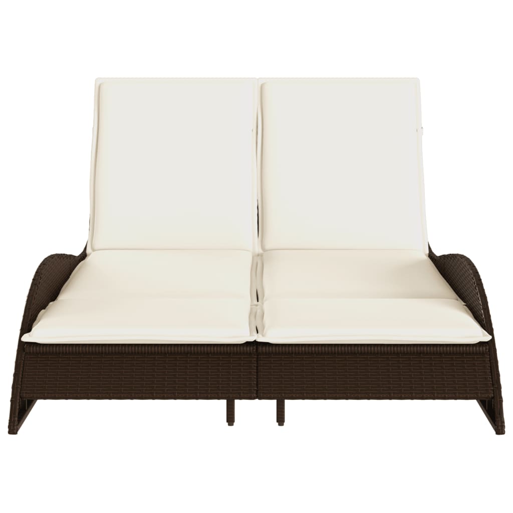 Chaise longue avec coussins marron  en résine tressée