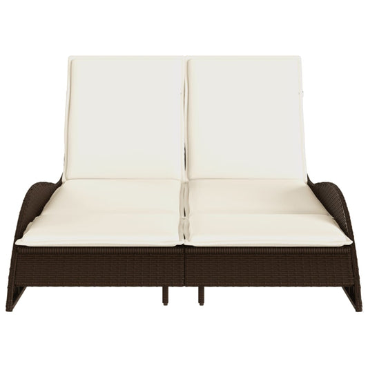 Chaise longue avec coussins marron  en résine tressée