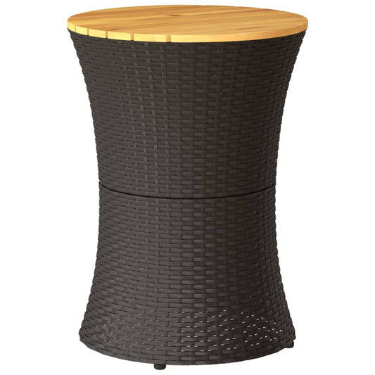 Table d'appoint de jardin noir rotin et bois