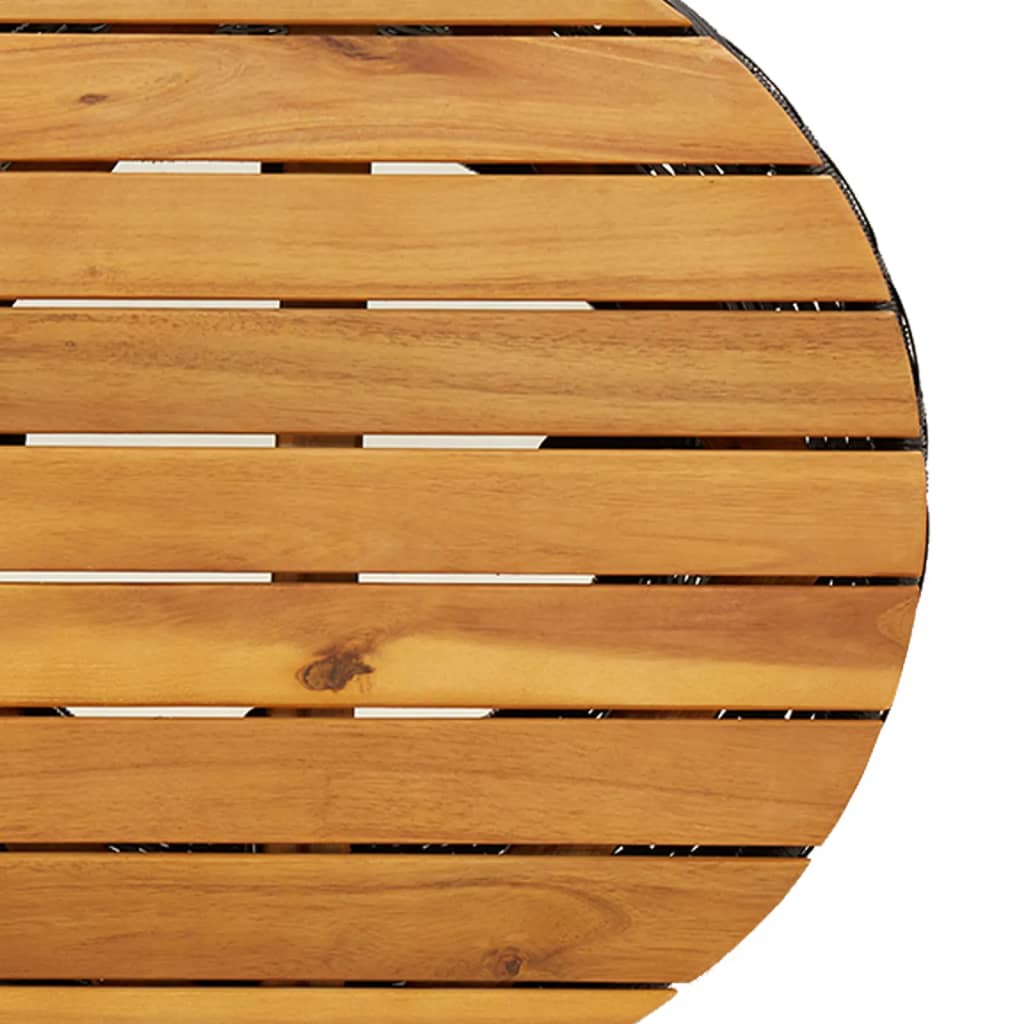 Table d'appoint de jardin noir rotin et bois