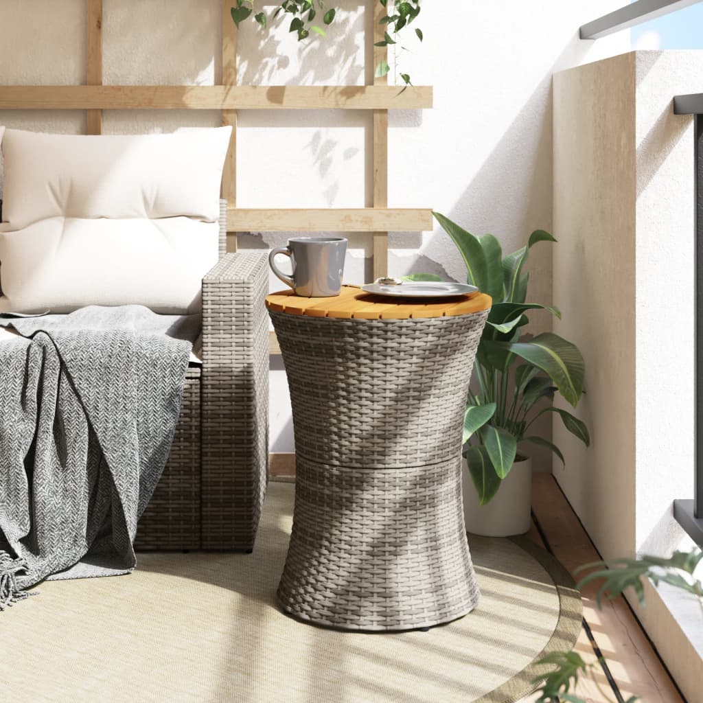 Table d'appoint de jardin gris rotin et bois