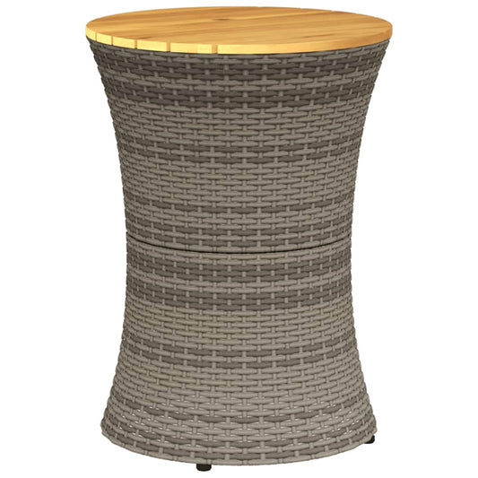 Table d'appoint de jardin gris rotin et bois