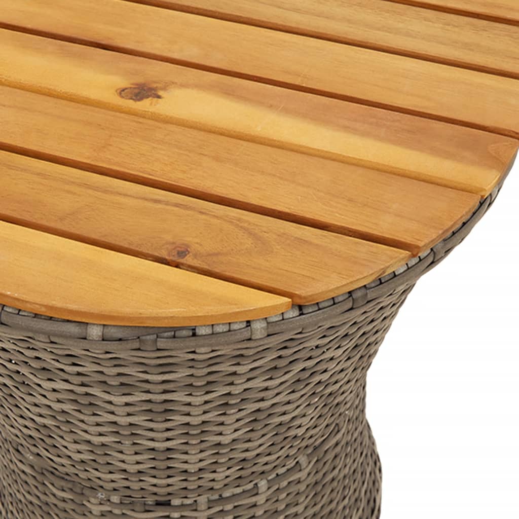 Table d'appoint de jardin gris rotin et bois