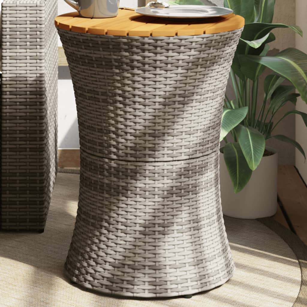 Table d'appoint de jardin gris rotin et bois