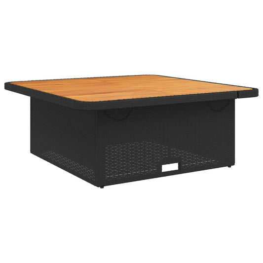 Table de jardin noir en résine tressée et bois acacia