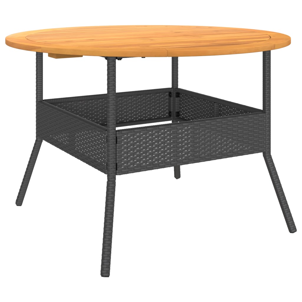 Table de jardin résine tressée noir et bois d'acacia