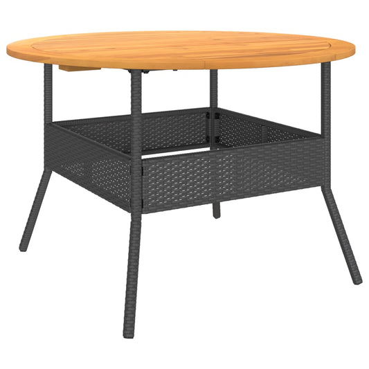 Table de jardin résine tressée noir et bois d'acacia