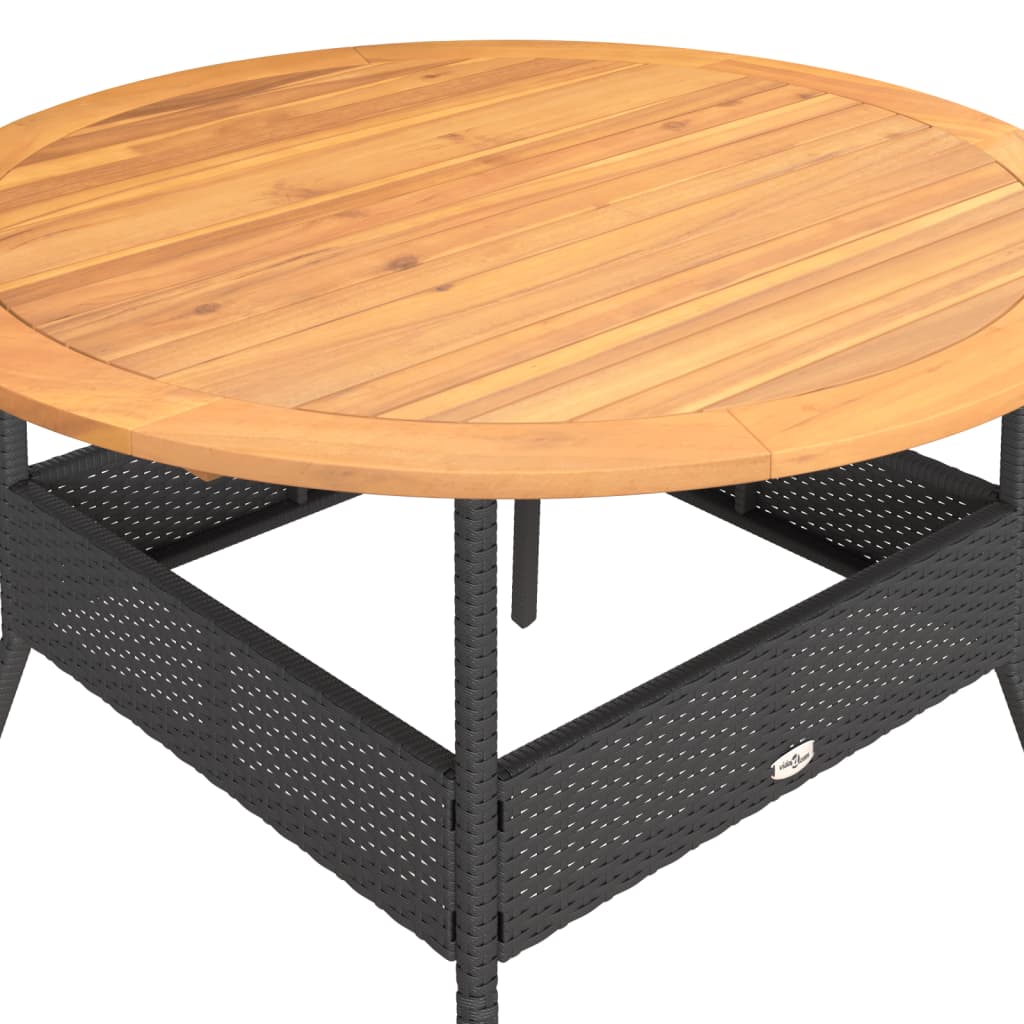 Table de jardin résine tressée noir et bois d'acacia