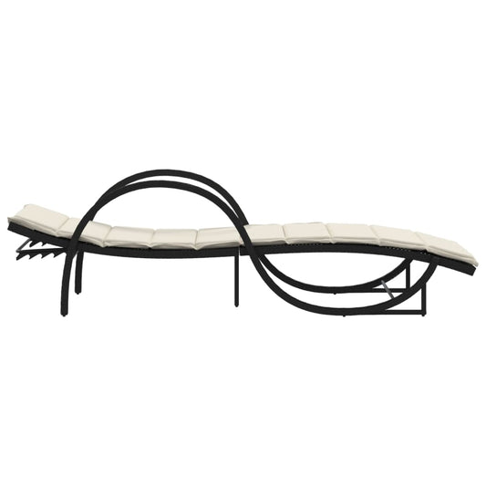 Chaise longue avec coussin noir en résine tressée