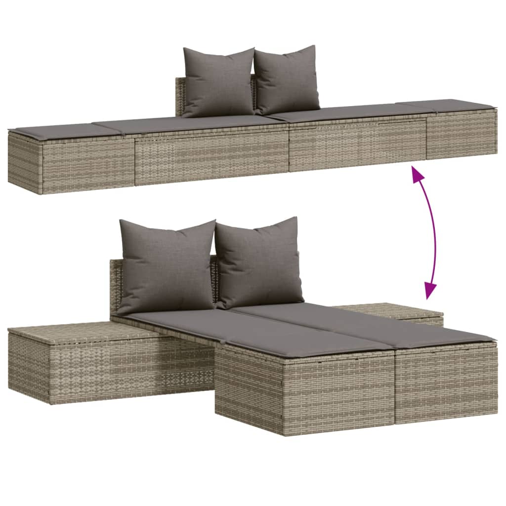Chaise longue double avec coussins gris