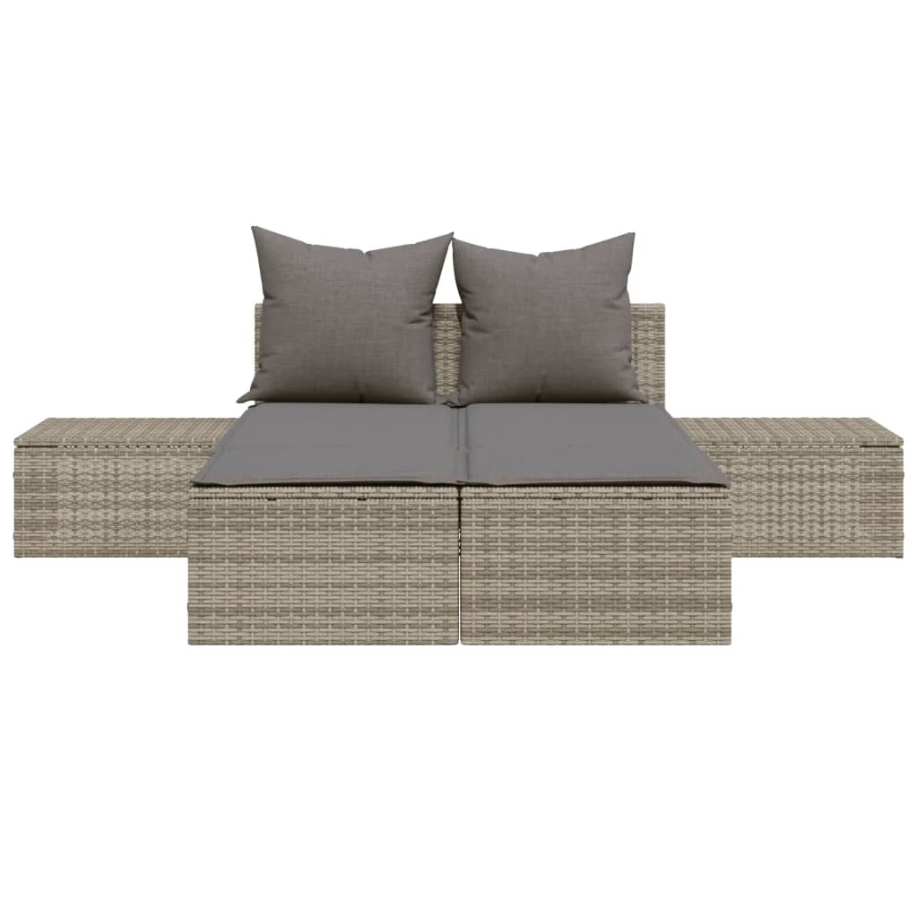 Chaise longue double avec coussins gris