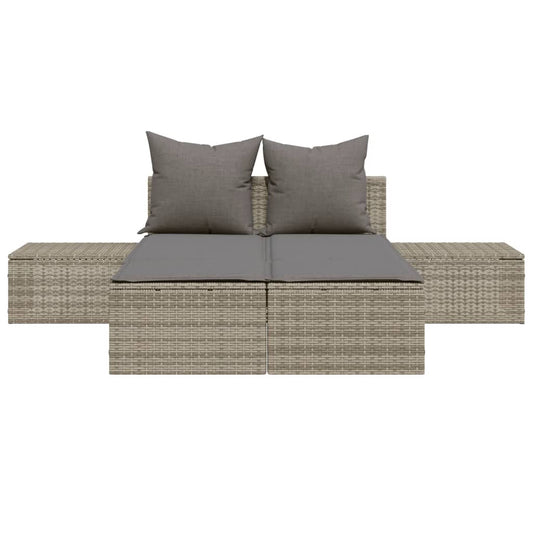 Chaise longue double avec coussins gris