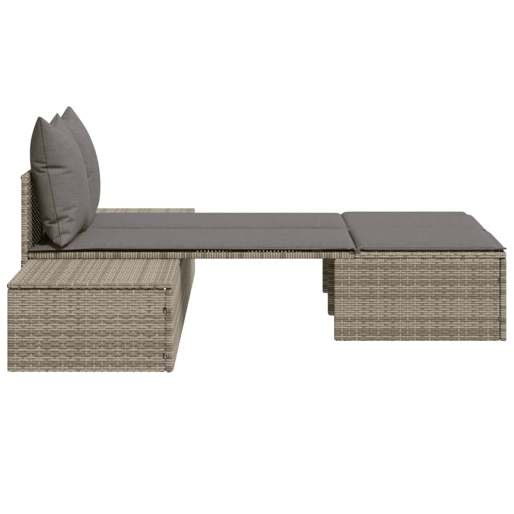 Chaise longue double avec coussins gris
