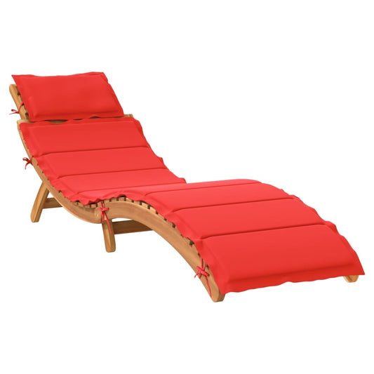 Chaise longue avec coussin rouge bois d'acacia