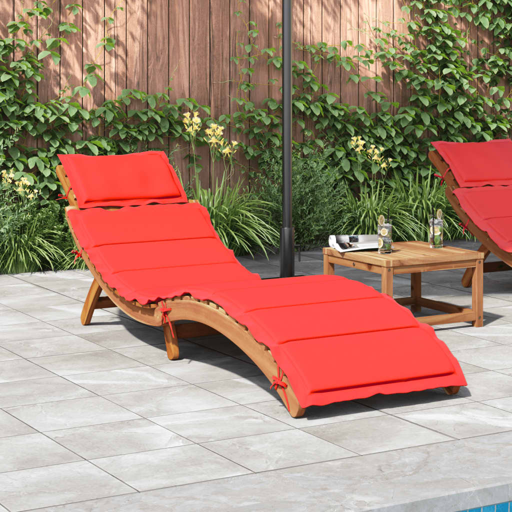 Chaise longue avec coussin rouge bois d'acacia