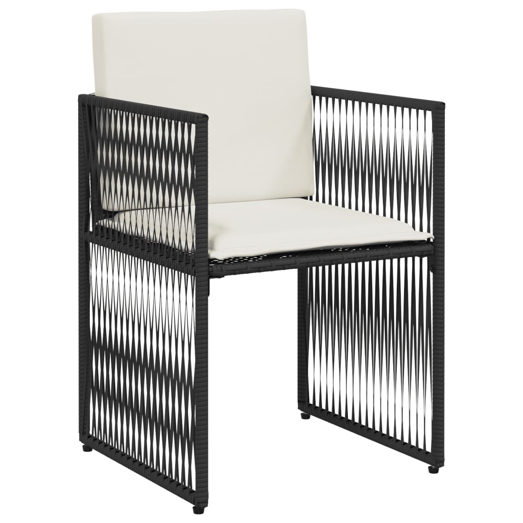 Ensemble à manger de jardin coussins 7 pcs noir résine tressée