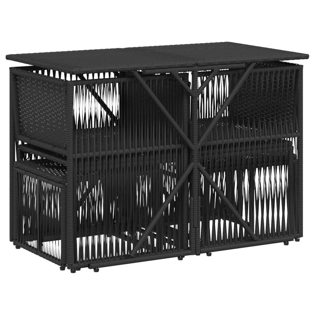 Ensemble à manger de jardin coussins 7 pcs noir résine tressée