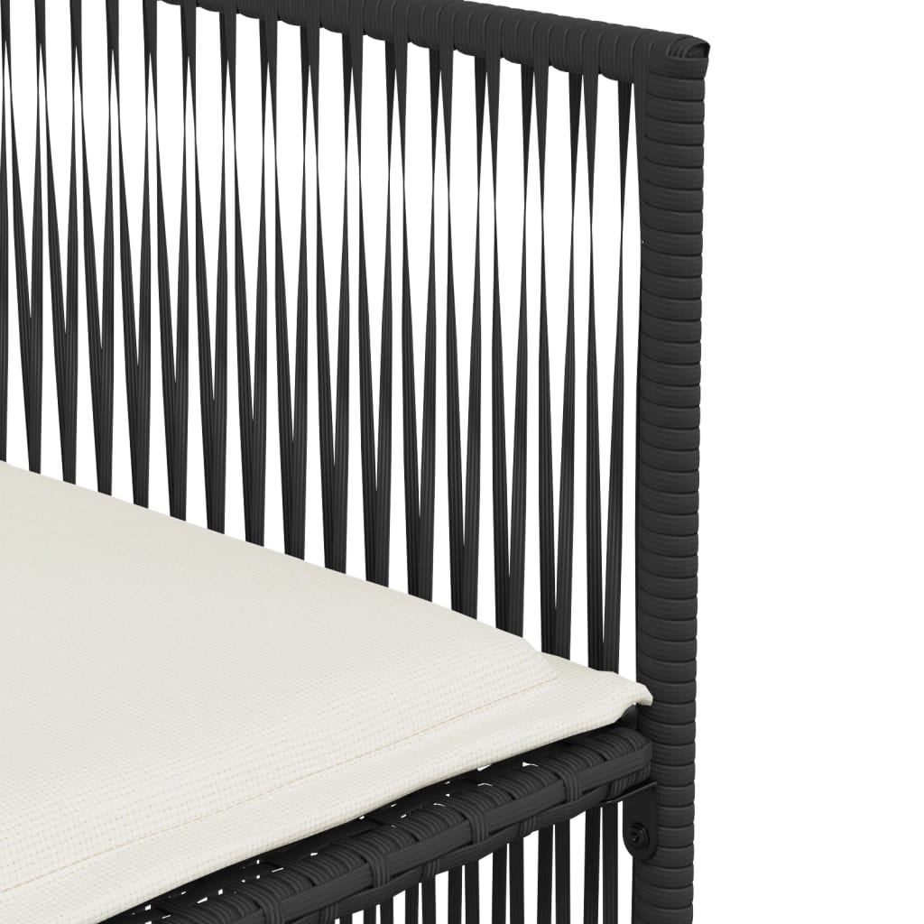 Ensemble à manger de jardin coussins 7 pcs noir résine tressée