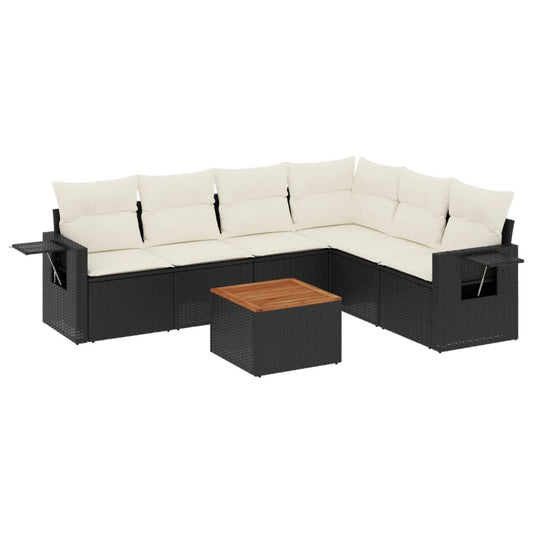 Salon de jardin 7 pcs  noir résine tressée