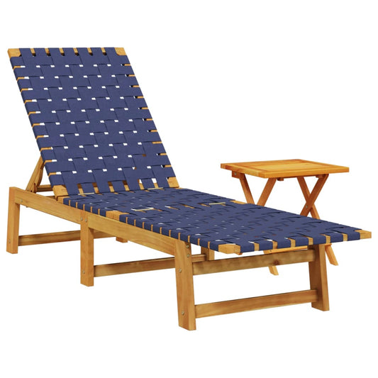 Chaises longues bleu avec table