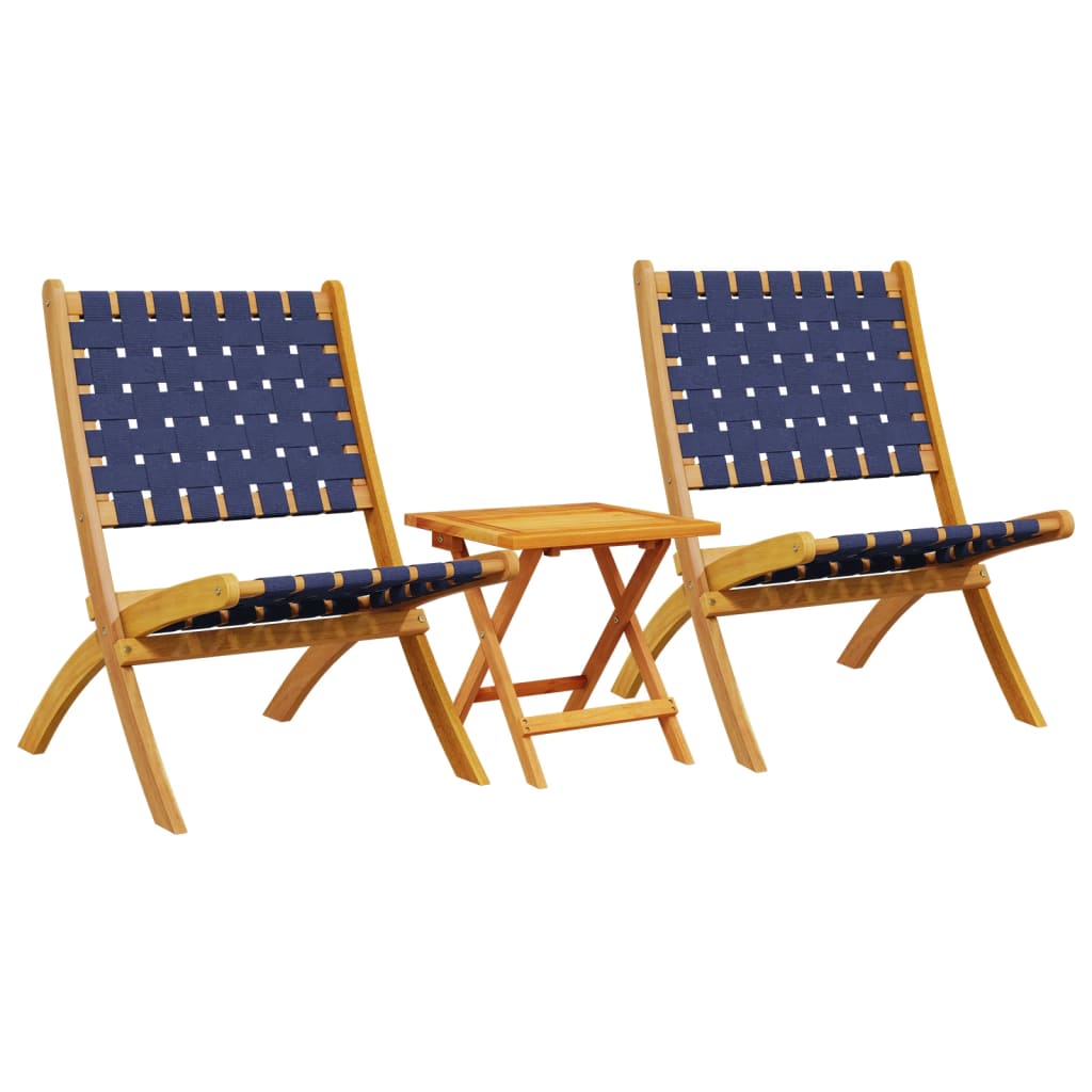 Chaises pliables de jardin lot de 2 avec table bleu foncé bois