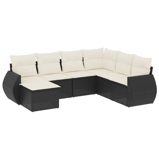 Canapé de jardin 7 pcs noir