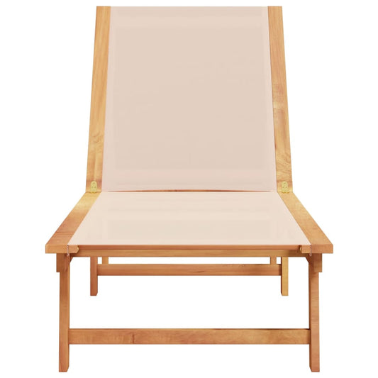 Chaise longue crème en bois d'acacia