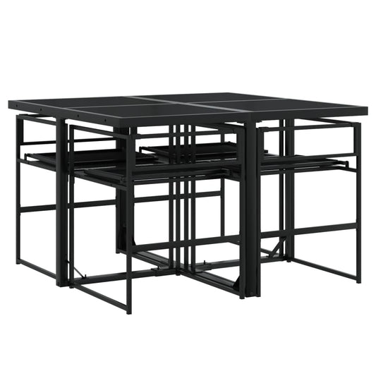 Ensemble à manger de jardin avec coussins 5 pcs noir textilène