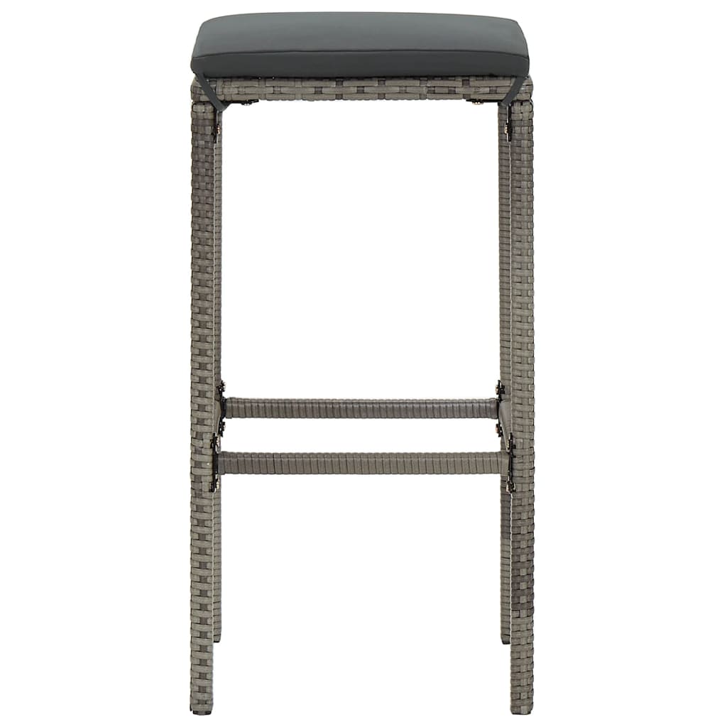 Ensemble de bar de jardin gris en bois acacia et rotin