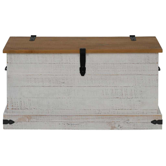Coffre de rangement HALDEN blanc en bois massif pin