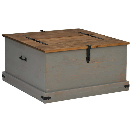 Coffre de rangement HALDEN gris en bois massif pin