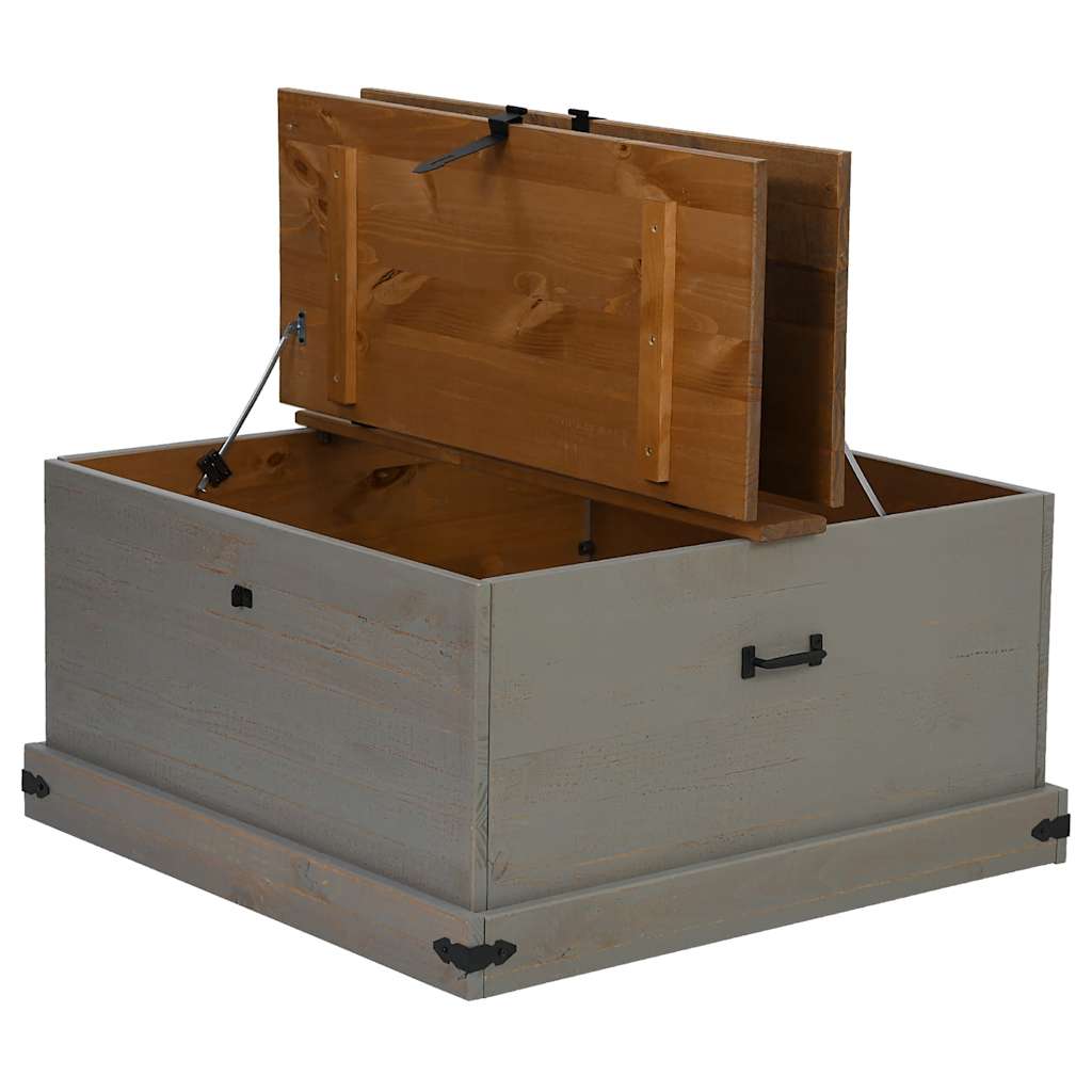 Coffre de rangement HALDEN gris en bois massif pin
