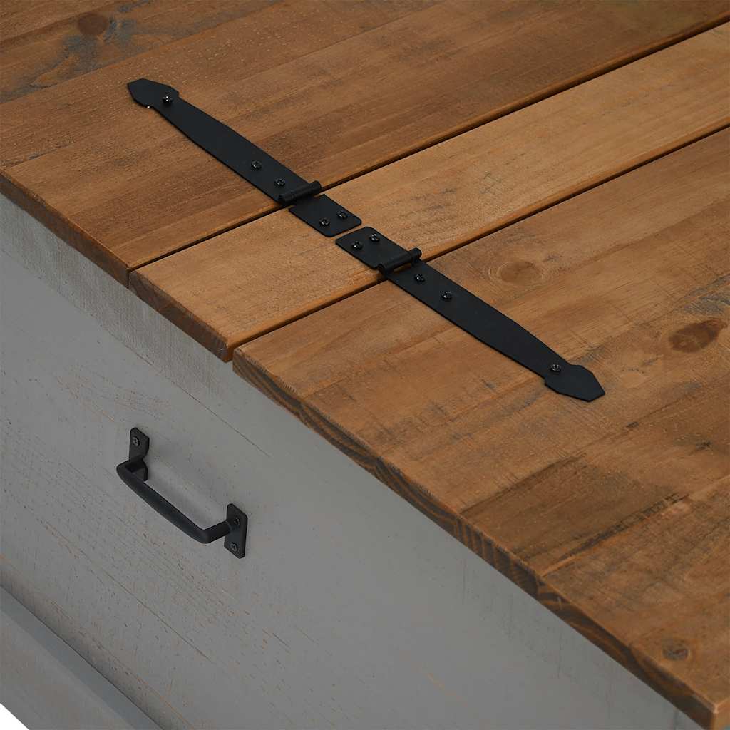 Coffre de rangement HALDEN gris en bois massif pin