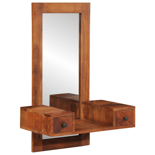 Miroir mural avec tiroirs  bois massif d'acacia