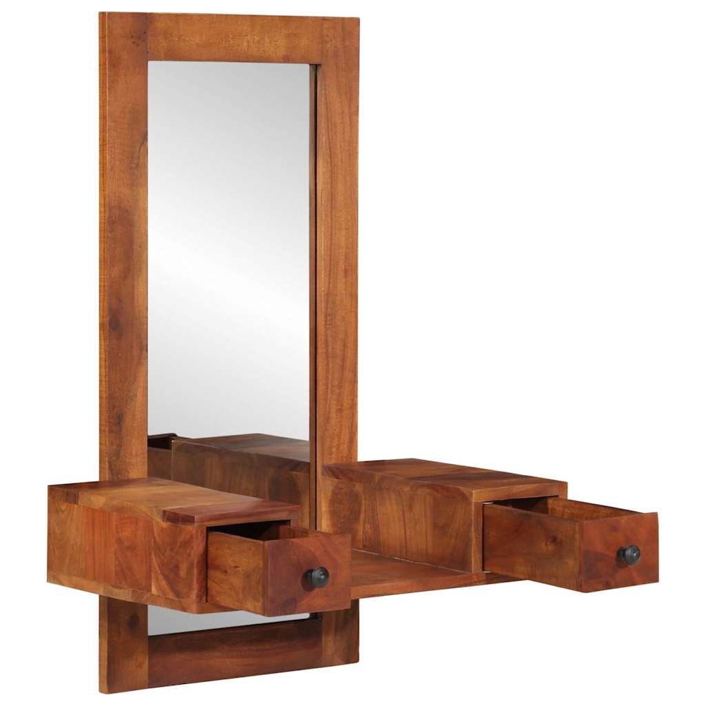 Miroir mural avec tiroirs  bois massif d'acacia