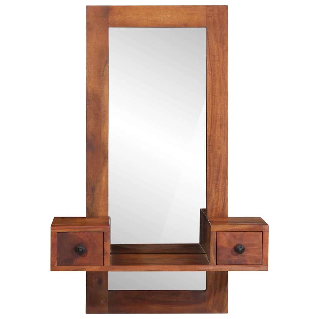 Miroir mural avec tiroirs  bois massif d'acacia