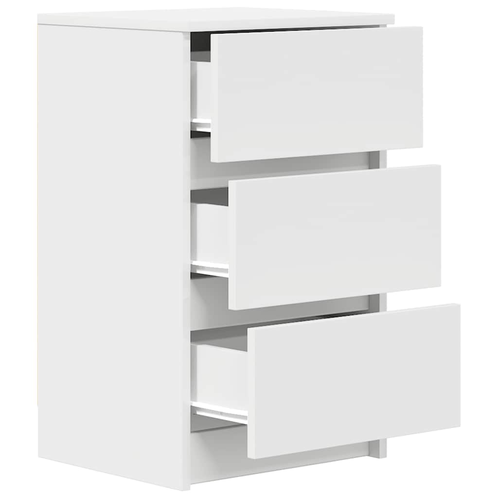 Tables de chevet avec 3 tiroirs 2 pcs blanc