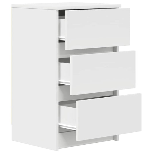 Tables de chevet avec 3 tiroirs 2 pcs blanc