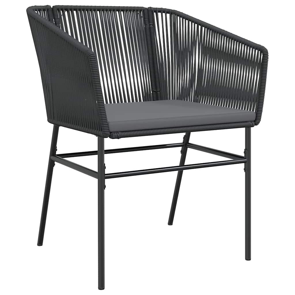 Ensemble à manger de jardin et coussins 5 pcs noir rotin verre
