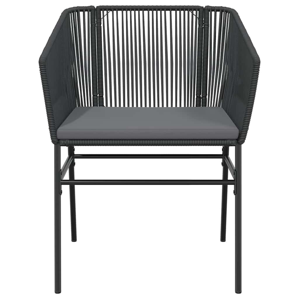 Ensemble à manger de jardin et coussins 5 pcs noir rotin verre