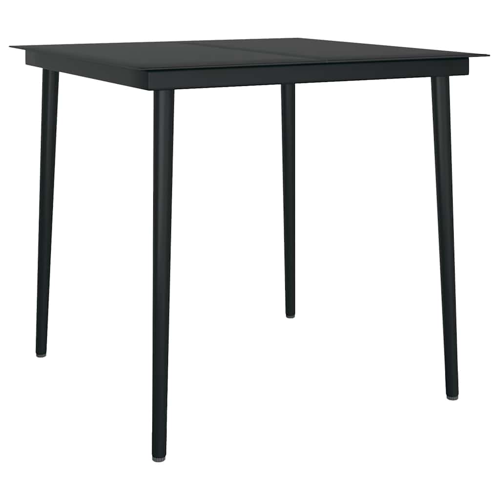 Ensemble à manger de jardin et coussins 5 pcs noir rotin verre