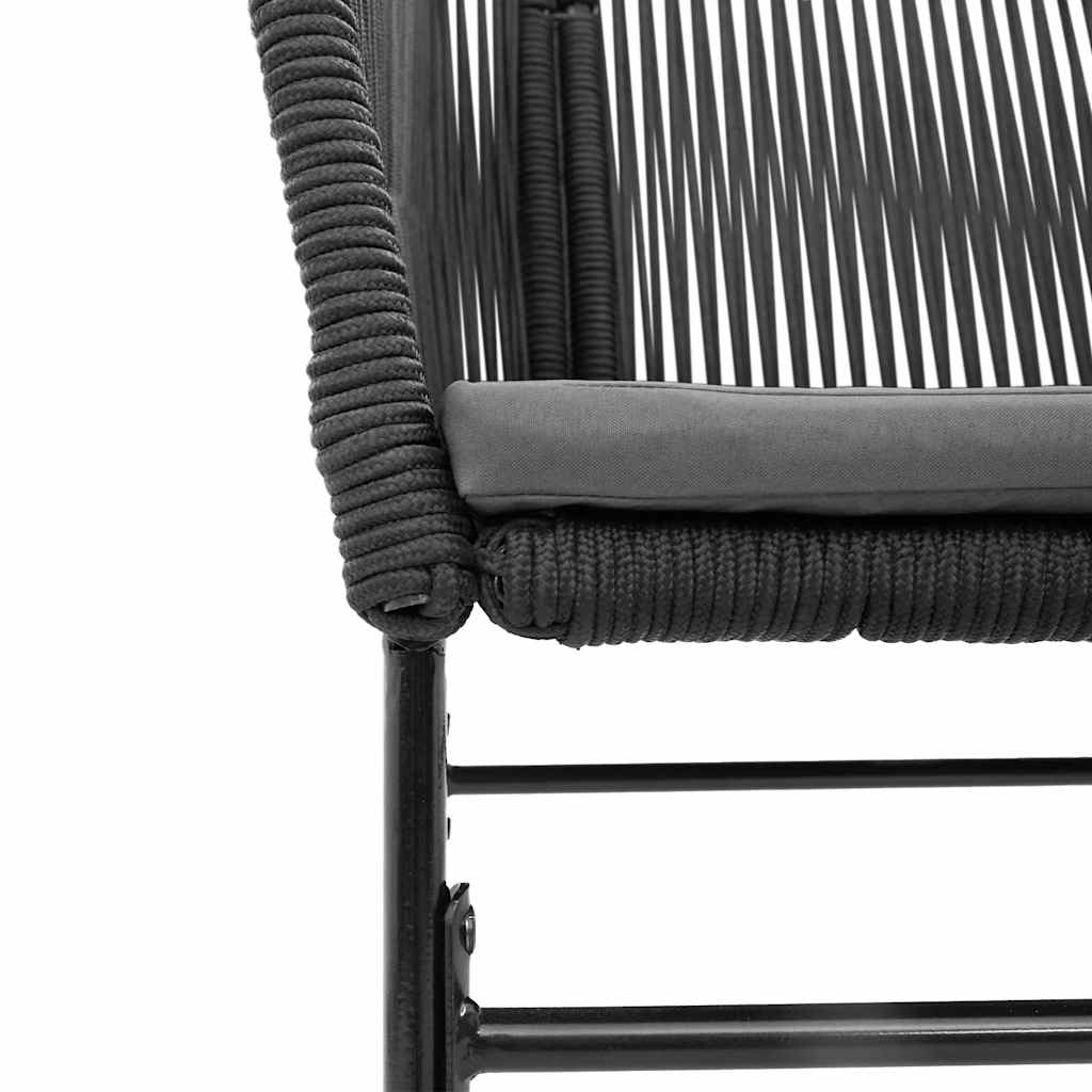 Ensemble à manger de jardin et coussins 5 pcs noir rotin verre