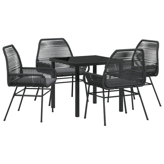 Ensemble 5pcs rattan Noir
